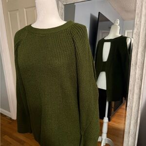 Elegant Off-the-Shoulder Olive Sweater